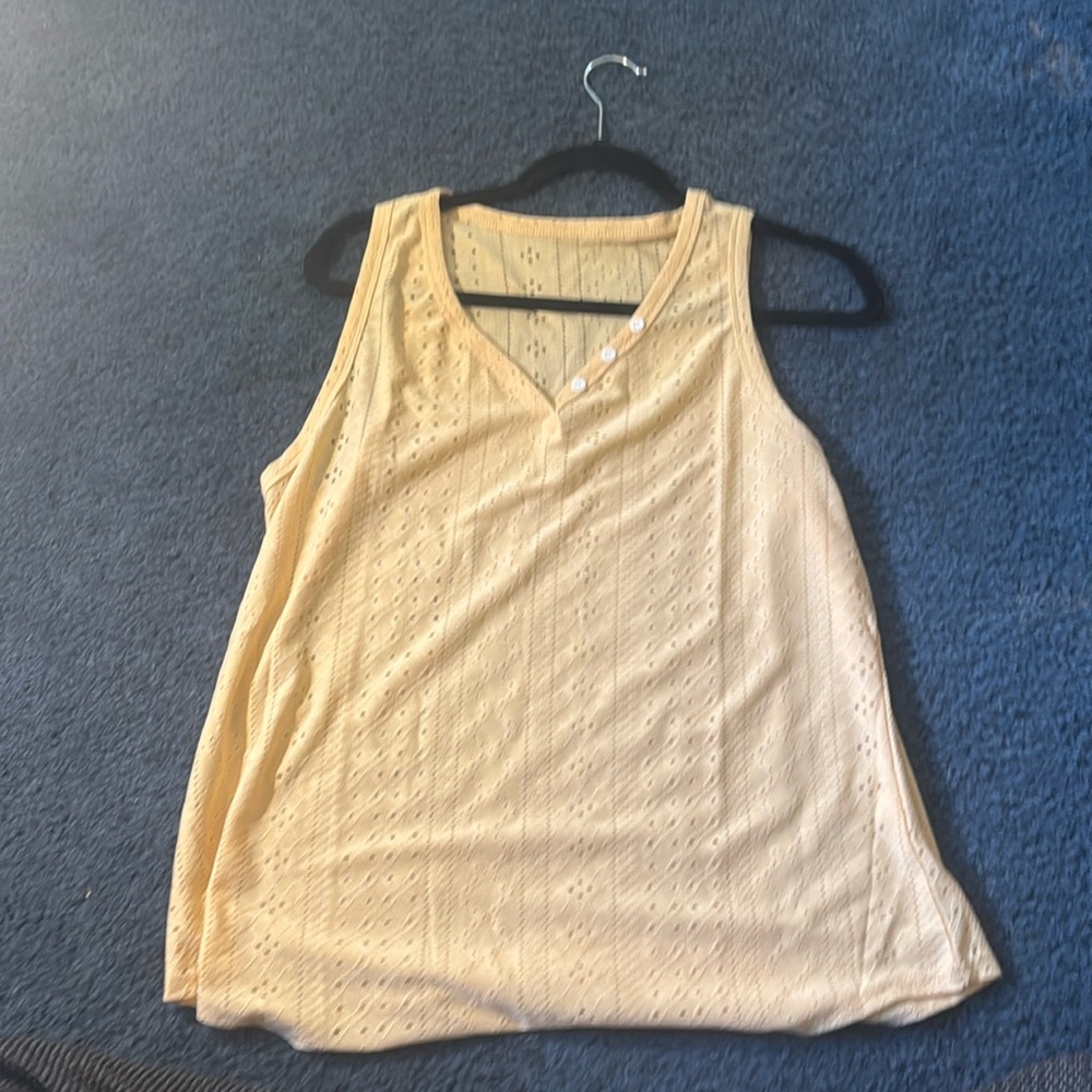 Yellow knitted V-neck tank top